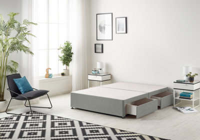 Somnior Platform Divan Base Tweed Grey With 4 Drawers - Double