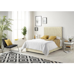 Somnior Platinum Linen Beige 5FT Memory Foam Divan Bed With 4 Drawers, Mattress & Headboard - King