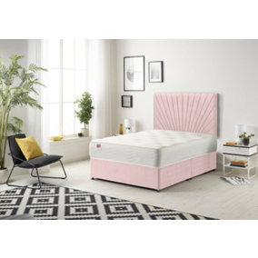 Somnior Platinum Pink Plush 2FT6 Memory Foam Divan Bed With Mattress & Headboard - Small Single