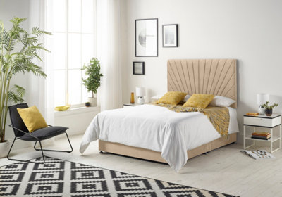 Somnior Platinum Plush Beige 4FT Memory Foam Divan Bed With 4 Drawers, Mattress & Headboard - Small Double