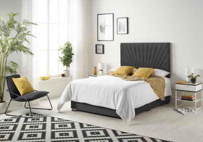 Somnior Platinum Plush Black 2FT6 Memory Foam Divan Bed With 2 Drawers, Mattress & Headboard - Small Single