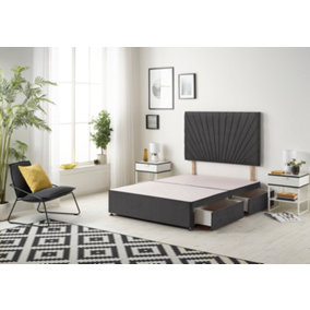 Somnior Platinum Plush Black Divan Bed Base With 2 Drawers And Headboard - Small Single
