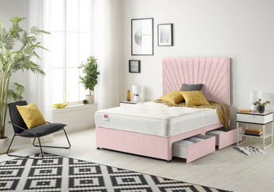 Pink single divan bed store with storage