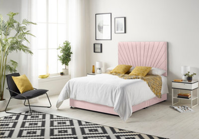 Somnior Platinum Plush Pink 4FT Memory Foam Divan Bed With 4 Drawers, Mattress & Headboard - Small Double