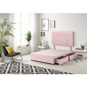 Somnior Platinum Plush Pink Divan Bed Base With 2 Drawers And Headboard - Single