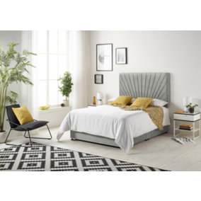 Somnior Platinum Tweed Grey 2FT6 Memory Foam Divan Bed With 2 Drawers, Mattress & Headboard - Small Single