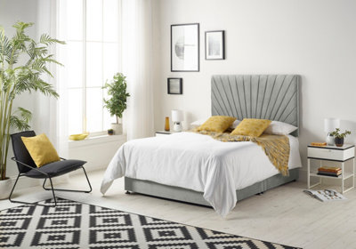 Somnior Platinum Tweed Grey 4FT Memory Foam Divan Bed With 4 Drawers, Mattress & Headboard - Small Double