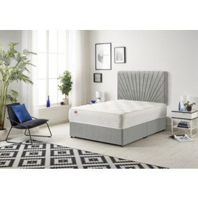 Somnior Platinum Tweed Grey 4FT Memory Foam Divan Bed With Mattress & Headboard - Small Double