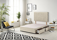 Somnior Platinum Tweed Natural Divan Bed Base With 4 Drawers And Headboard - King