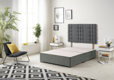 Somnior Plush Charcoal Bliss Divan Base With Headboard - Double