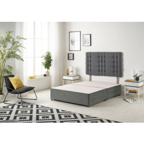 Somnior Plush Charcoal Bliss Divan Base With Headboard - Small Double