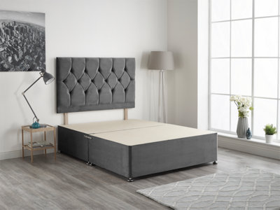 Somnior Plush Charcoal Ziggy Divan Base With Headboard - Single