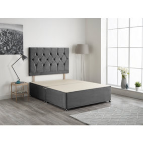 Somnior Plush Charcoal Ziggy Divan Base With Headboard - Single