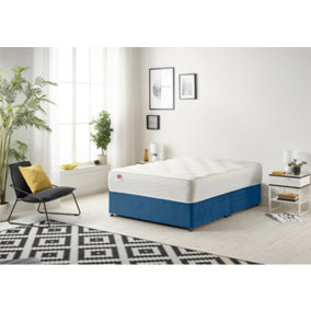 Somnior Plush Navy Memory Foam Divan Bed With Mattress - Small Double