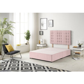 Somnior Plush Pink Bliss Divan Base With Headboard - Double