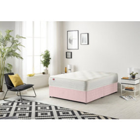 Somnior Plush Pink Memory Foam Divan Bed With Mattress - Small Double