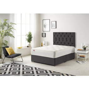 Somnior Premier Black Plush 3FT Memory Foam Divan Bed With Mattress & Headboard - Single