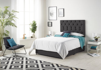 Somnior Premier Black Plush 3FT Memory Foam Divan Bed With Mattress & Headboard - Single