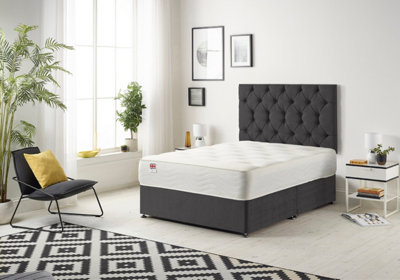 Somnior Premier Black Plush 5FT Memory Foam Divan Bed With Mattress & Headboard - King