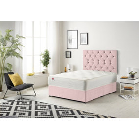 Somnior Premier Pink Plush 3FT Memory Foam Divan Bed With Mattress & Headboard - Single