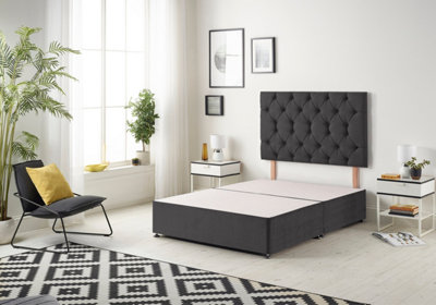 Somnior Premier Plush Black Divan Base With Headboard - Super King