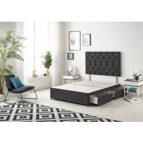 Somnior Premier Plush Black Divan Bed Base With 2 Drawers And Headboard - Double