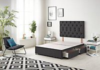Somnior Premier Plush Black Divan Bed Base With 4 Drawers And Headboard - Super King