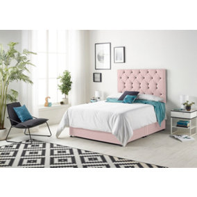 Somnior Premier Plush Pink 5FT Memory Foam Divan Bed With 2 Drawers, Mattress & Headboard - King