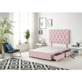 Somnior Premier Plush Pink Divan Bed Base With 4 Drawers And Headboard - Super King