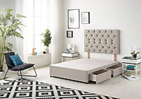 Somnior Premier Plush Silver Divan Bed Base With 2 Drawers And Headboard - Small Double
