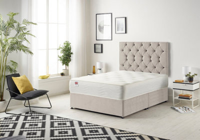 Somnior Premier Silver Plush 4FT Memory Foam Divan Bed With Mattress & Headboard - Small Double