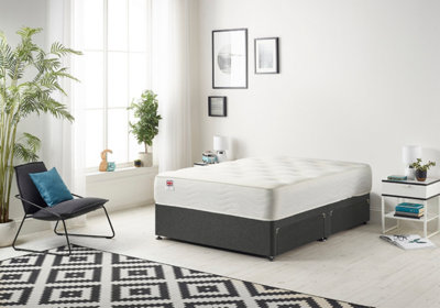 Somnior Tweed Charcoal Memory Foam Divan Bed With Mattress And 4 Drawers - Double