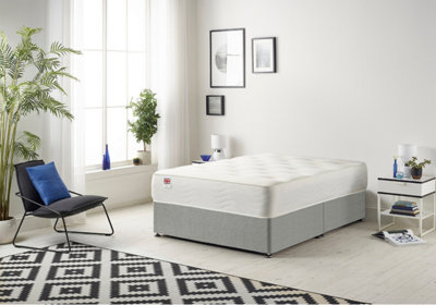 Somnior Tweed Grey Memory Foam Divan Bed With Mattress Super King