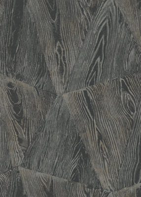 Sonata Wood Grain Vinyl Wallpaper in Anthracite
