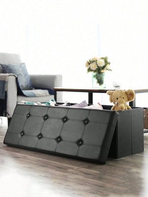 SONGMICS 110 Cm Ottoman Storage Box, Foldable Storage Bench