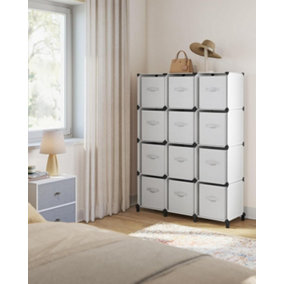 SONGMICS 12-Cube Storage Unit in Cloud White, Comes with Non-Woven Fabric Cubes for Shelf Storage, Storage Bins Organizer