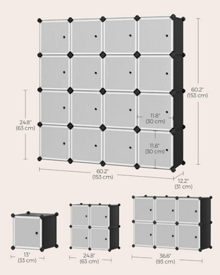 SONGMICS 12-Cube Storage Unit, Shoe Rack, Stackable Cubes, Plastic ...