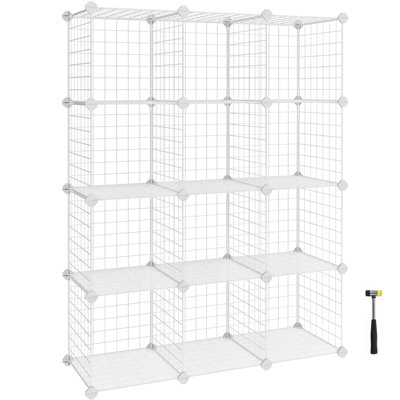 SONGMICS 12-Cube Wire Grid Storage Rack, Interlocking Shelving Unit ...