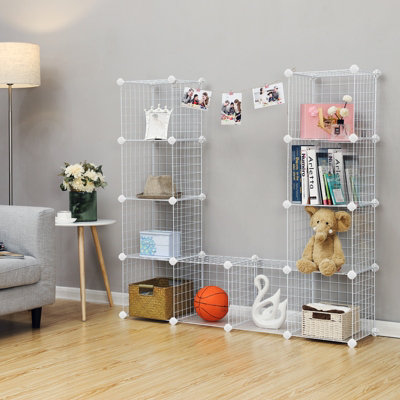 SONGMICS 12-Cube Wire Grid Storage Rack, Interlocking Shelving Unit ...