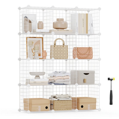 SONGMICS 12-Cube Wire Grid Storage Rack, Interlocking Shelving Unit ...
