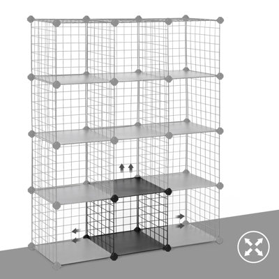 SONGMICS 12-Cube Wire Grid Storage Rack, Interlocking Shelving Unit ...