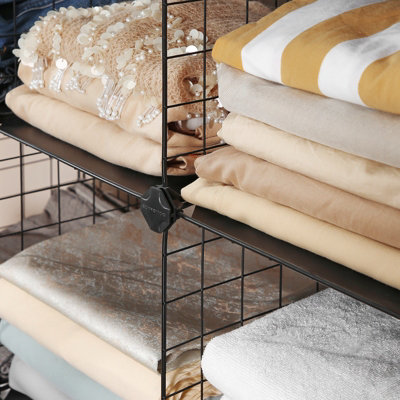 SONGMICS 12-Cube Wire Grid Storage Rack, Interlocking Shelving Unit ...