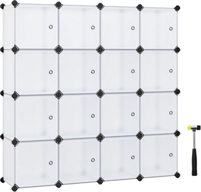SONGMICS 16-Cube DIY Storage Rack, Stackable Closet Shelving Unit, PP ...