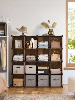 SONGMICS 16-Cube Storage Unit, Shoe Rack, DIY Shelving System ...