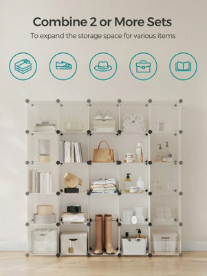 SONGMICS 16-Cube Storage Unit, Shoe Rack, DIY Shelving System ...