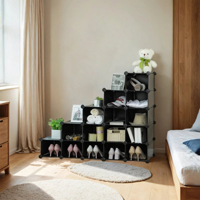 SONGMICS 16-Cube Storage Unit, Shoe Rack, DIY Shelving System ...