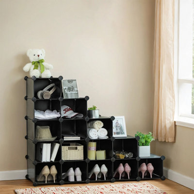 SONGMICS 16-Cube Storage Unit, Shoe Rack, DIY Shelving System ...