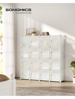 SONGMICS 16-Cube Storage Unit, Shoe Rack, Stackable Cubes, Plastic ...