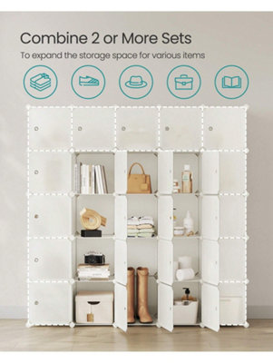 SONGMICS 16-Cube Storage Unit, Shoe Rack, Stackable Cubes, Plastic ...