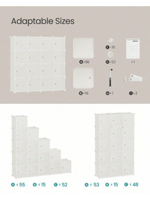 SONGMICS 16-Cube Storage Unit, Shoe Rack, Stackable Cubes, Plastic ...